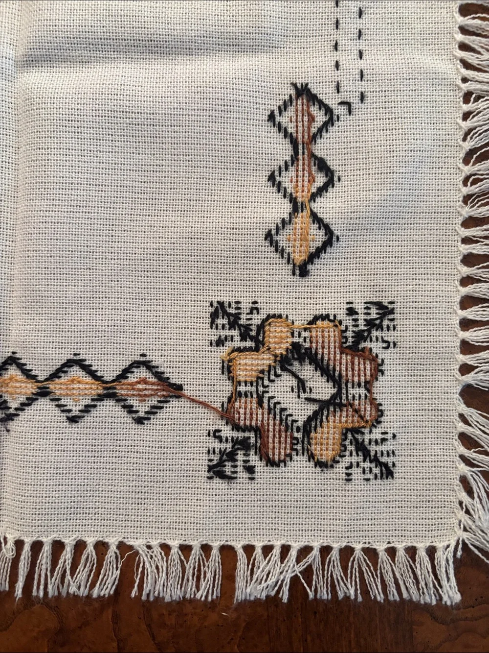 Hand stitched Decorative Napkin with fringes